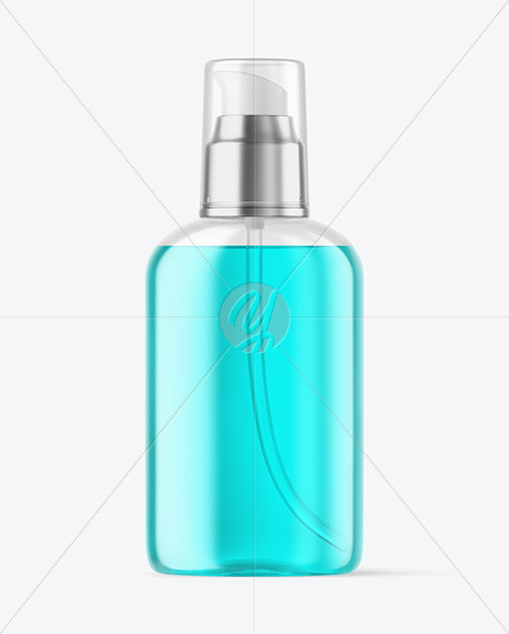 Clear Cosmetic Bottle with Pump Mockup