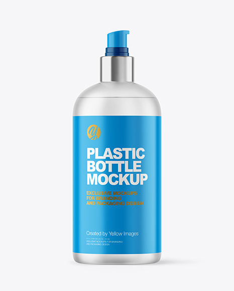 Frosted Cosmetic Bottle with Pump Mockup - Label mockup bottle