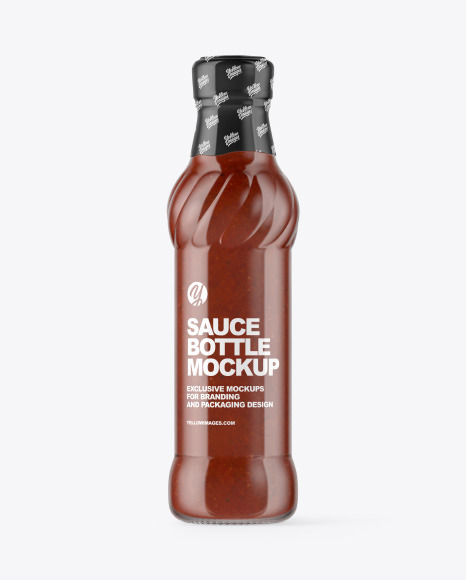 Glass Bottle with Tomato Sauce Mockup