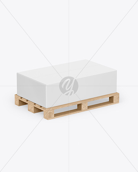 Wooden Pallet With Paper Box Mockup