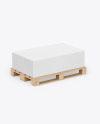 Wooden Pallet With Paper Box Mockup