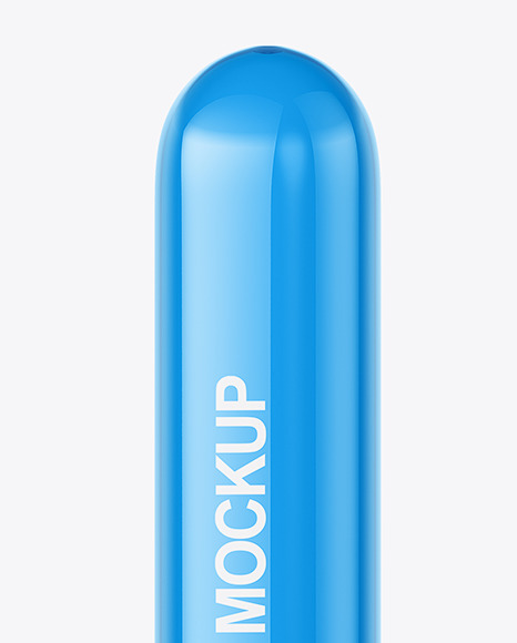 Glossy Tube With Skrew Cap Mockup - Front View