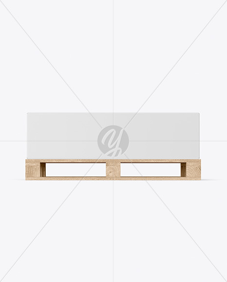 Wooden Pallet With Paper Box Mockup