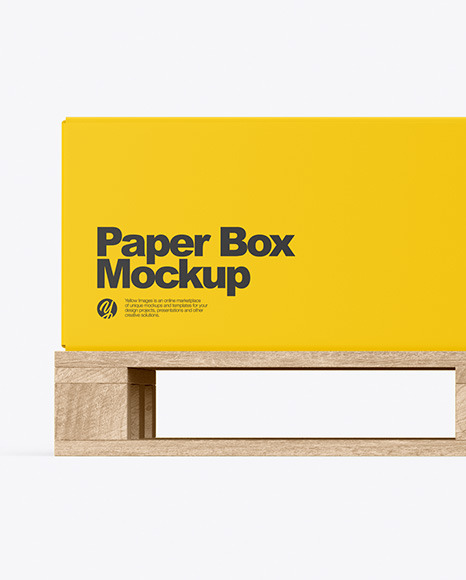 Wooden Pallet With Paper Box Mockup