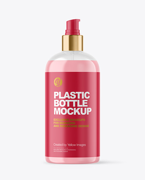 Clear Liquid Soap Bottle with Pump Mockup