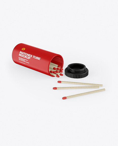 Glossy Matches Tube Mockup - Fireman+matches
