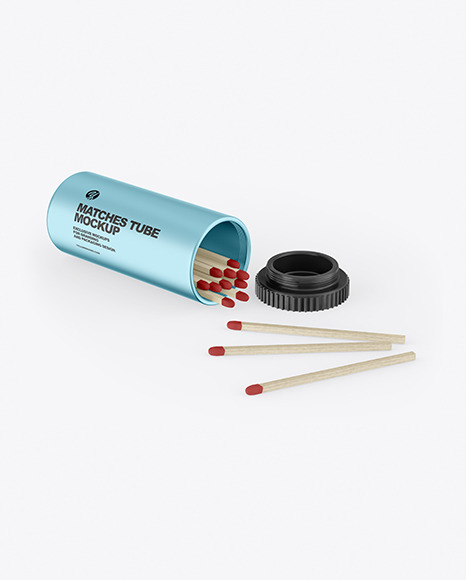Metallized Matches Tube Mockup - Fireman+matches