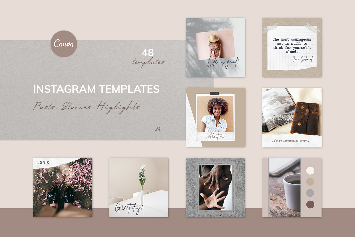 Canva Instagram Templates &#034;MOKKA&#034;. Social Media Bundle Templates Social Media Instagram