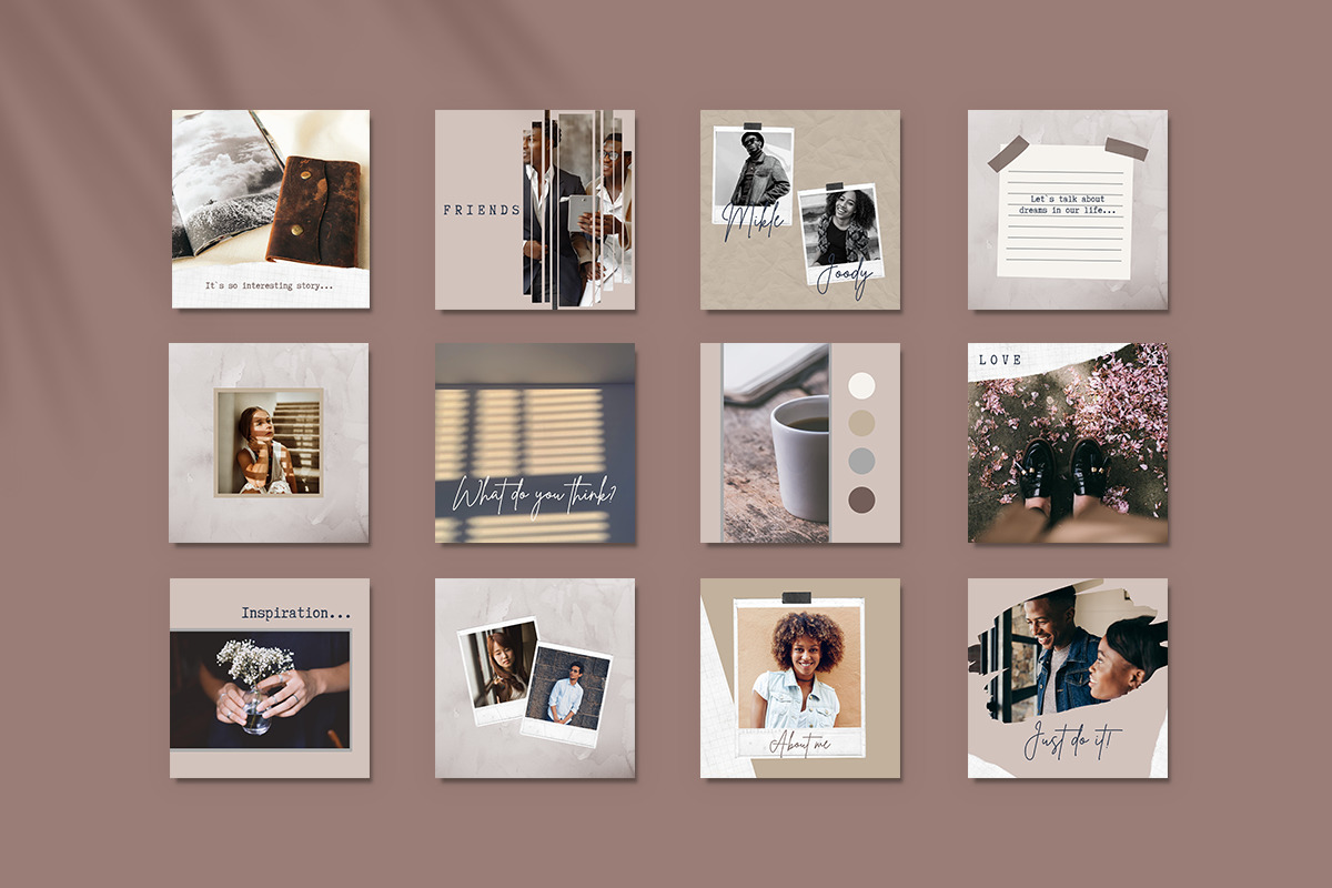 Canva Instagram Templates &#034;MOKKA&#034;. Social Media Bundle Templates Social Media Instagram