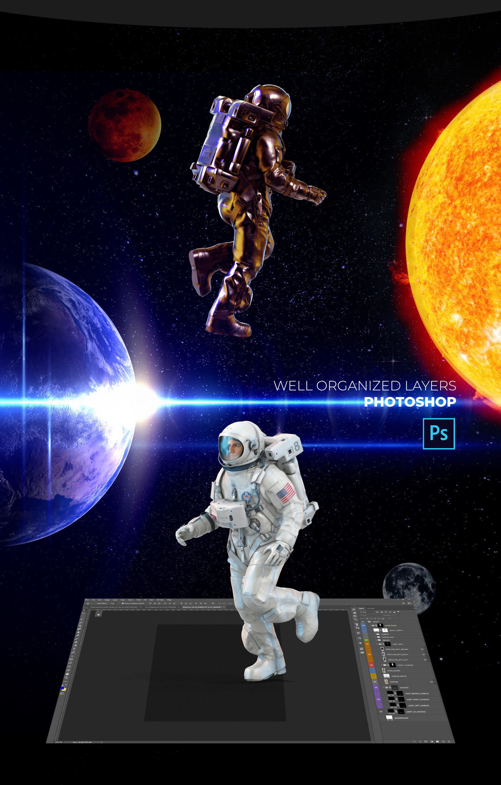 3D Mockup Space Astronaut #03