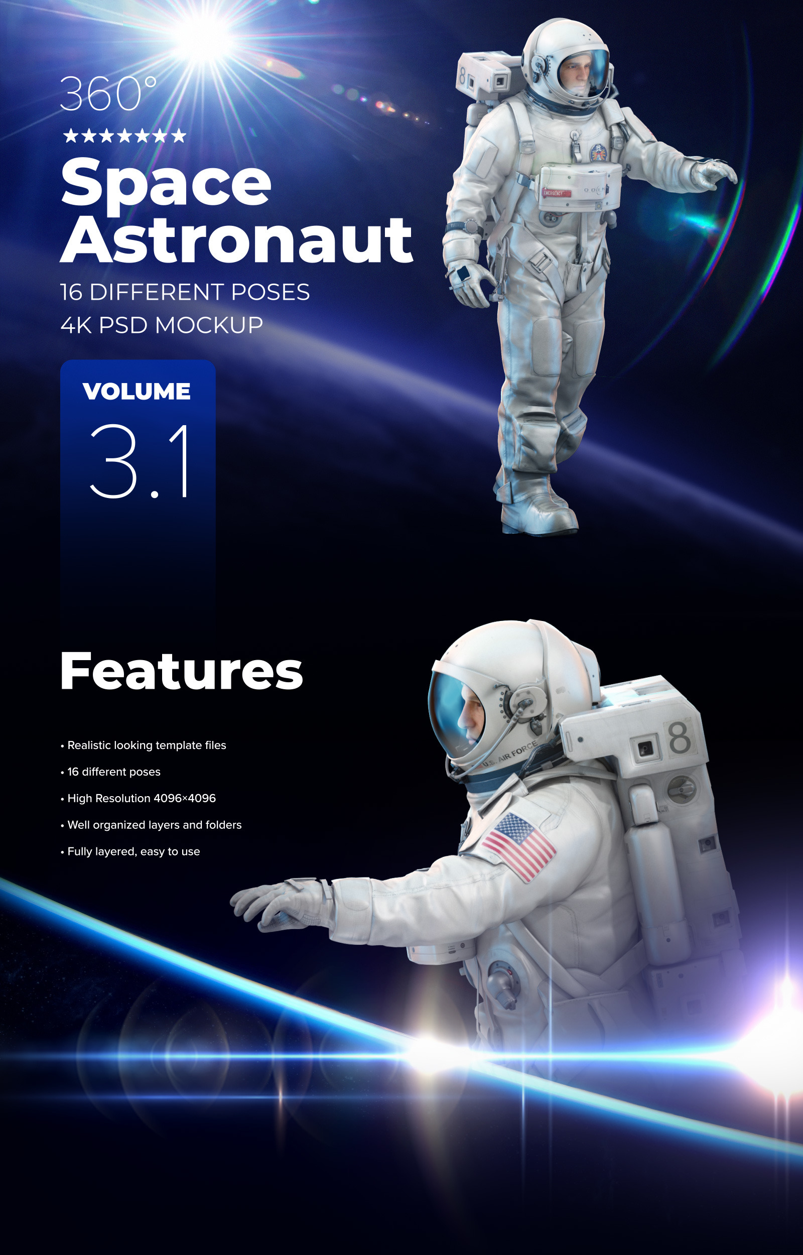 3D Mockup Space Astronaut #3.1 3D Mockup Space Astronaut #3.1