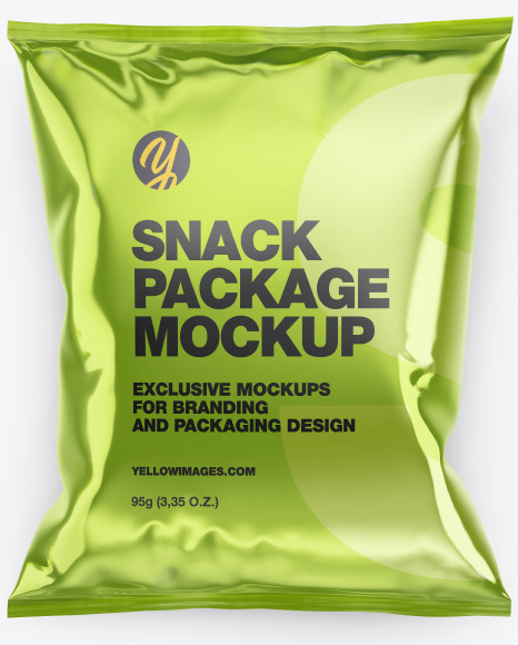 Glossy Metallic Snack Package Mockup