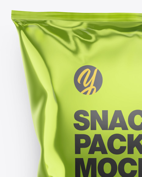 Glossy Metallic Snack Package Mockup