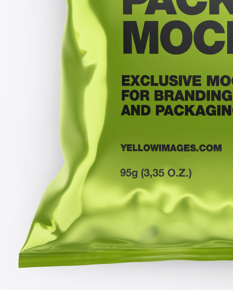 Glossy Metallic Snack Package Mockup