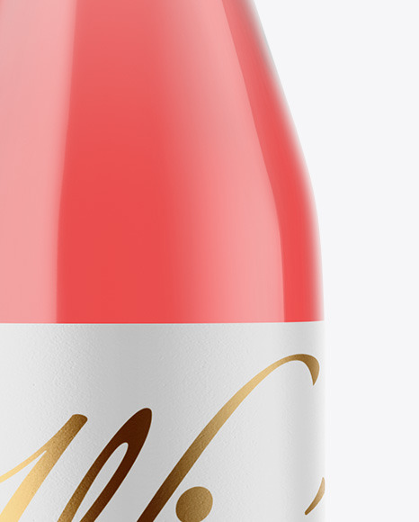 Clear Glass Pink Wine Bottle Mockup