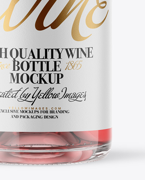 Clear Glass Pink Wine Bottle Mockup