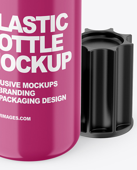 Opened Glossy Plastic Bottle Mockup