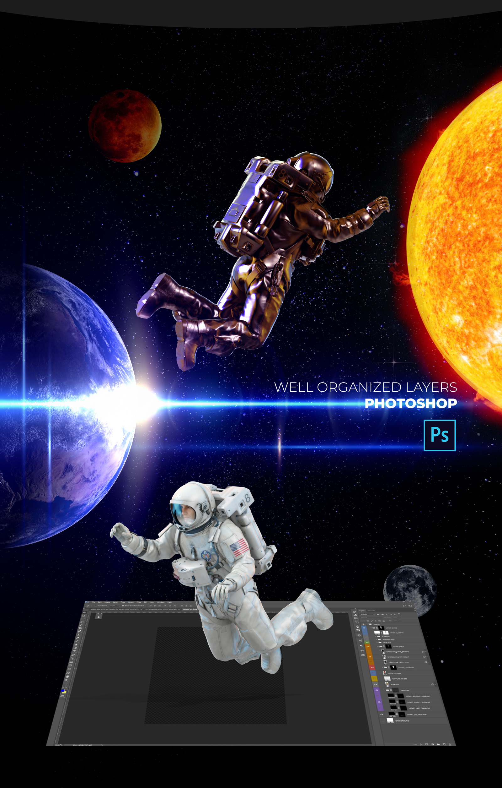 3D Mockup Space Astronaut #04