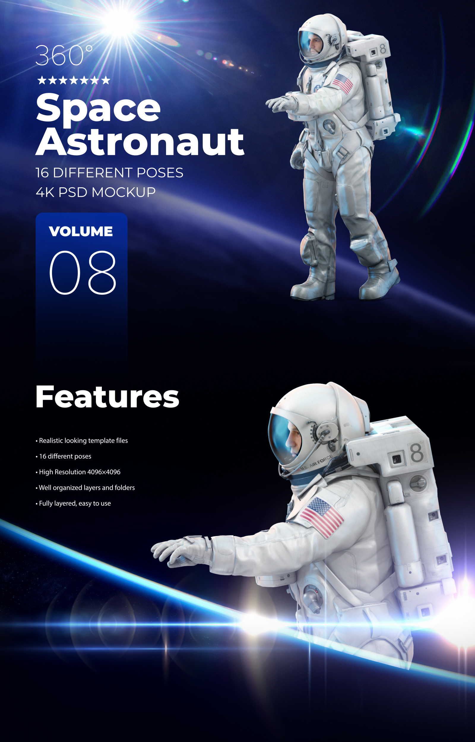 3D Mockup Space Astronaut #08 3D Mockup Space Astronaut #08
