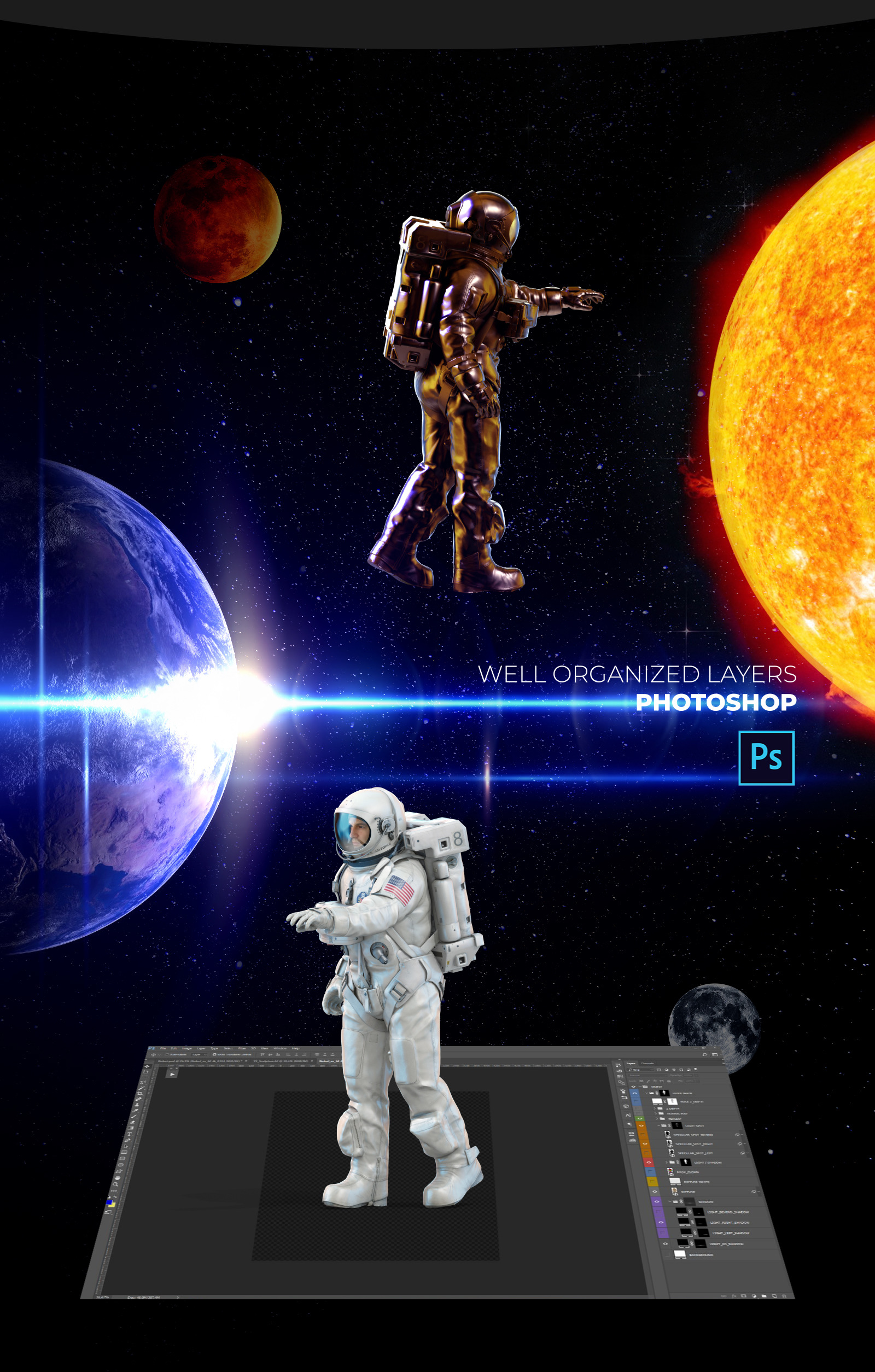 3D Mockup Space Astronaut #08 3D Mockup Space Astronaut #08