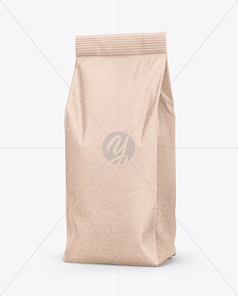 Kraft Coffee Bag Mockup - Half Side View