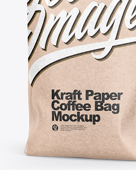 Kraft Coffee Bag Mockup - Half Side View