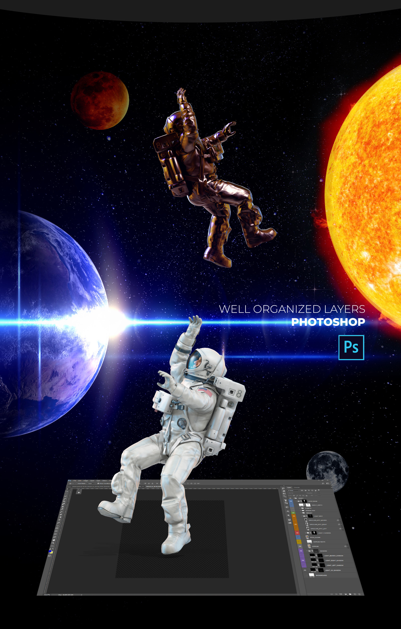 3D Mockup Space Astronaut #13 3D Mockup Space Astronaut #13