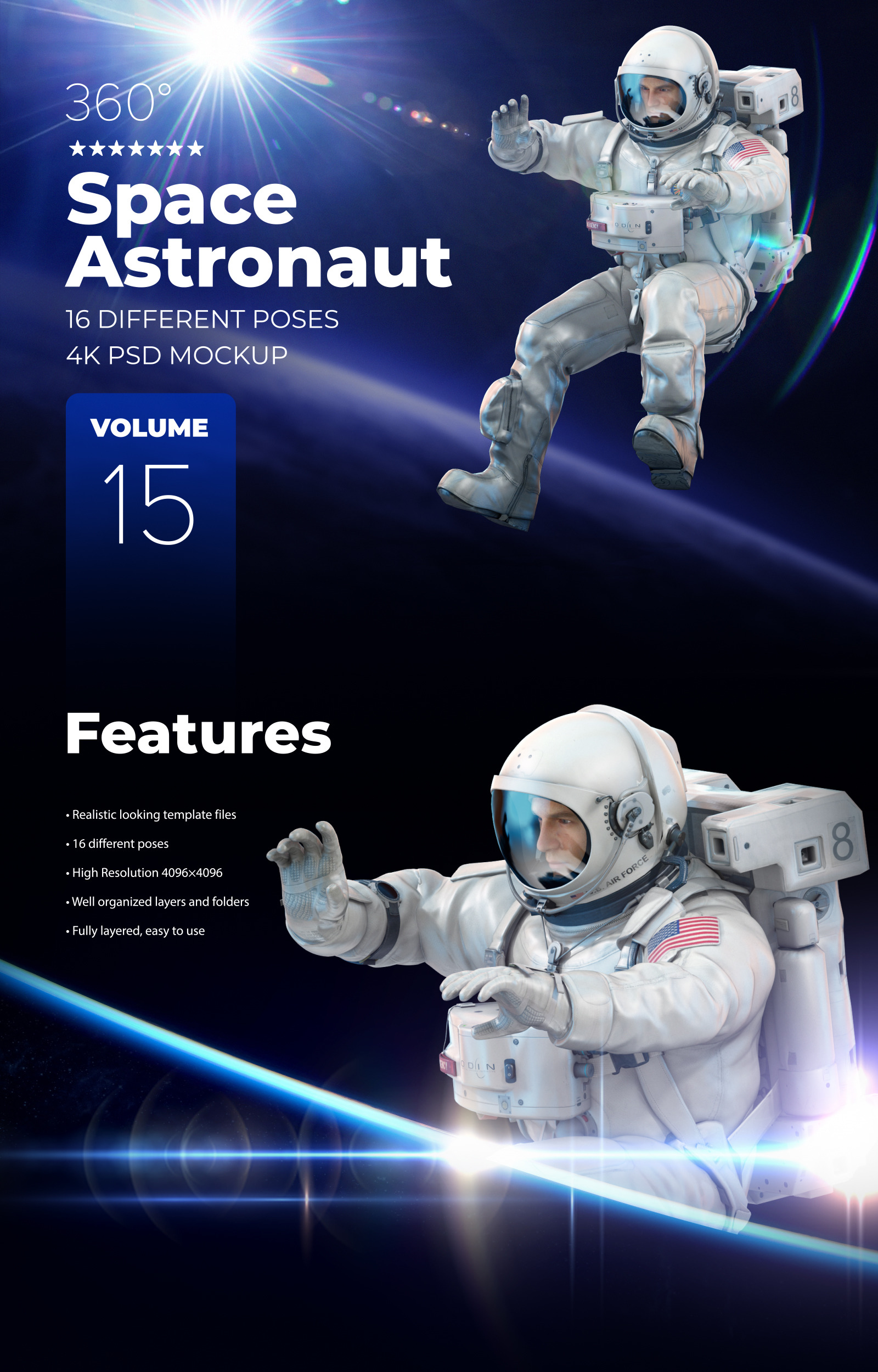 3D Mockup Space Astronaut #15 3D Mockup Space Astronaut #15