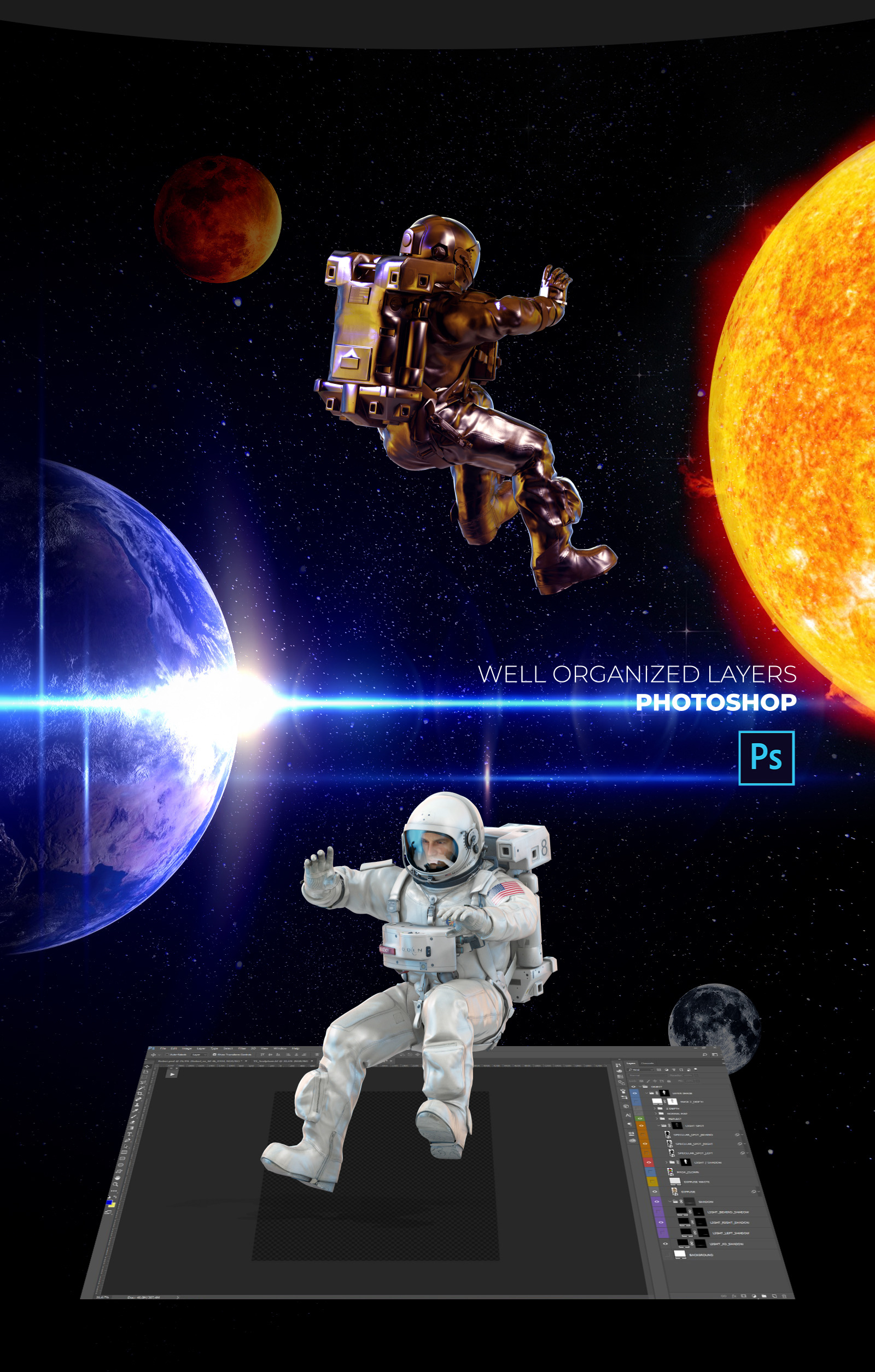 3D Mockup Space Astronaut #15 3D Mockup Space Astronaut #15