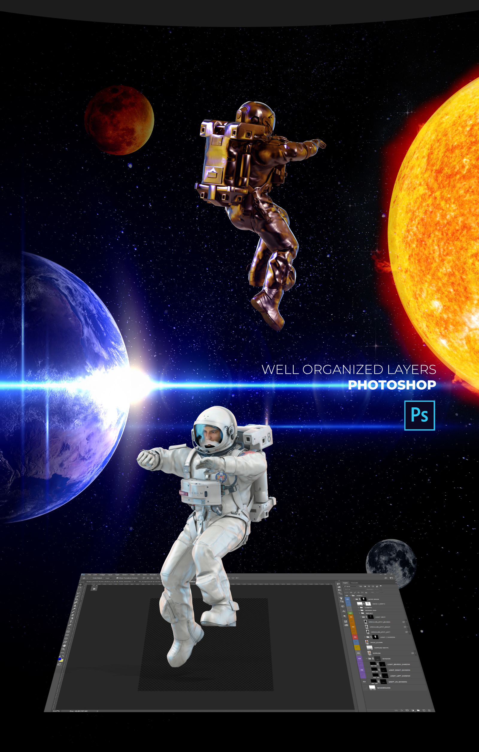 3D Mockup Space Astronaut #14 3D Mockup Space Astronaut #14
