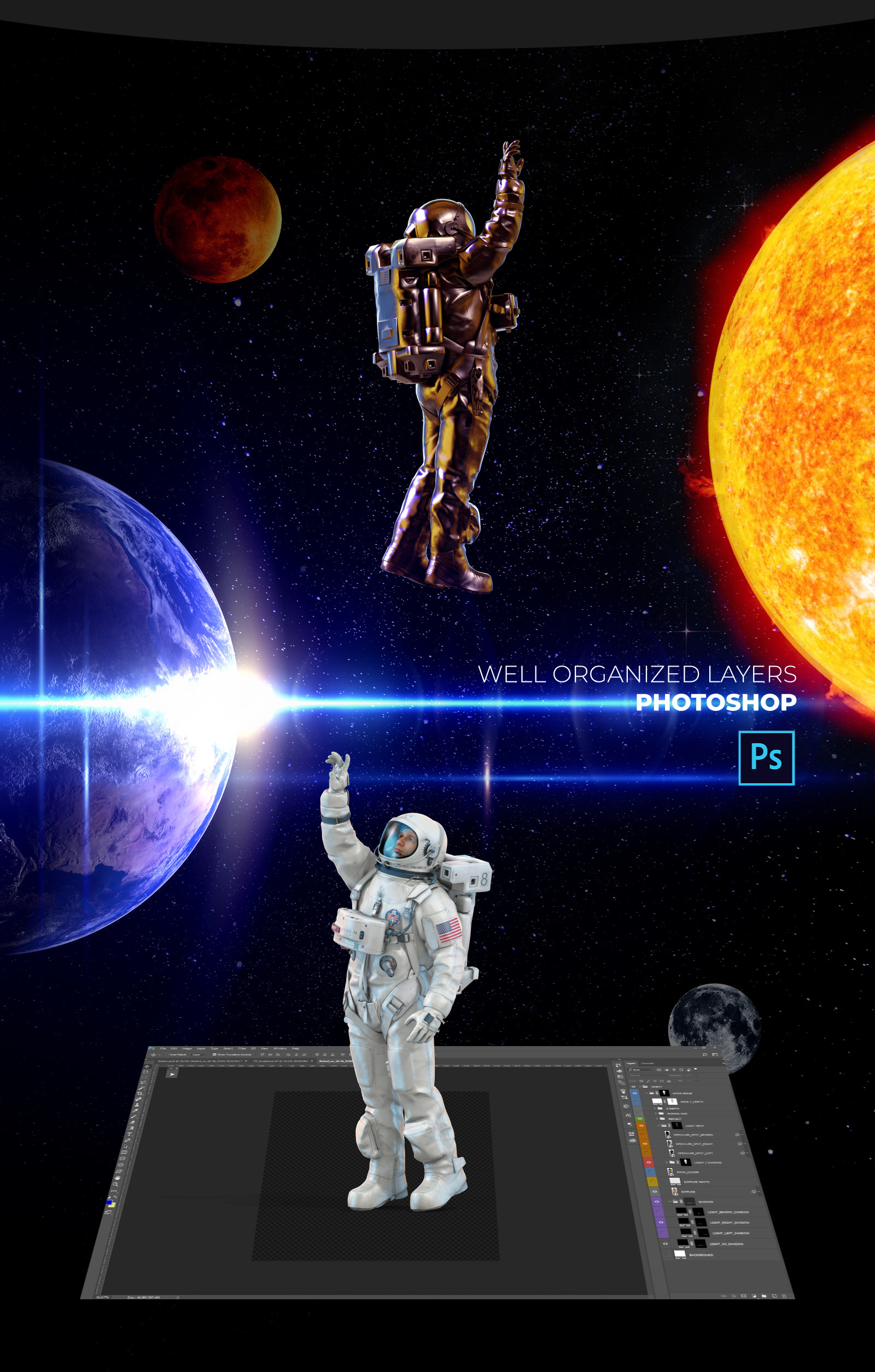 3D Mockup Space Astronaut #16 3D Mockup Space Astronaut #16