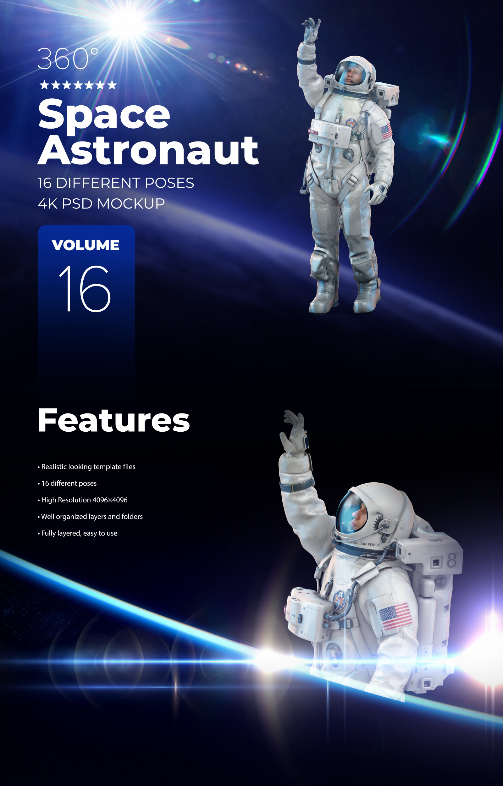 3D Mockup Space Astronaut #16 3D Mockup Space Astronaut #16