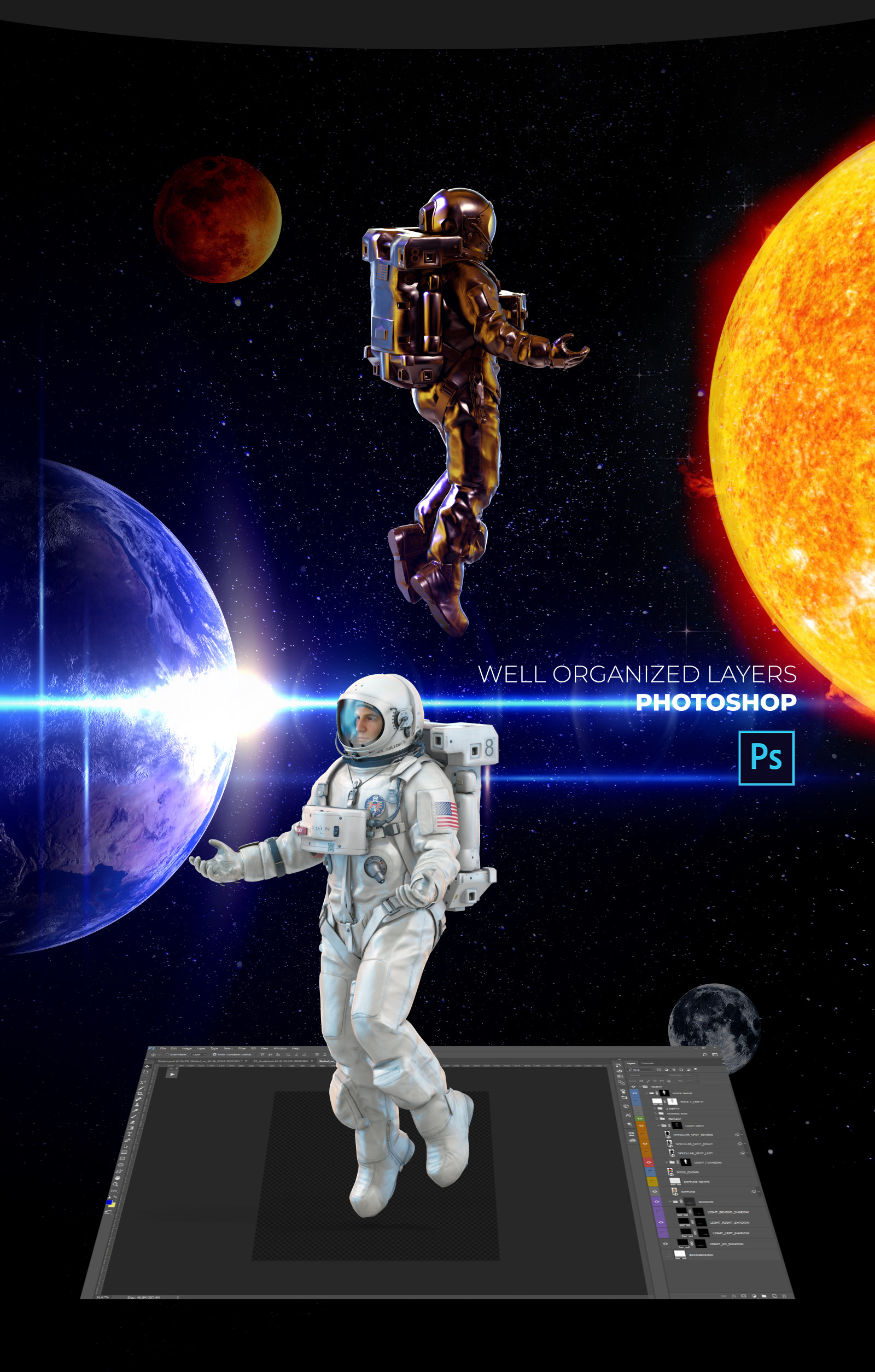 3D Mockup Space Astronaut #12 3D Mockup Space Astronaut #12