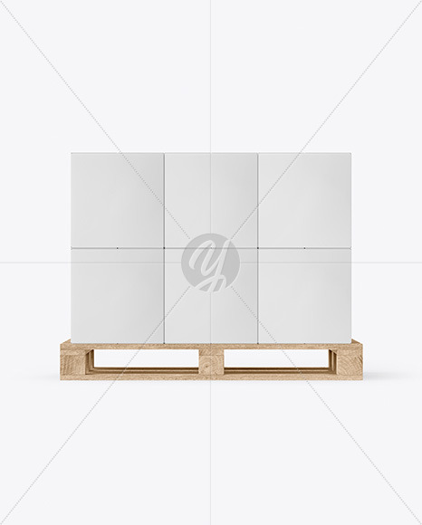 Wooden Pallet With Paper Boxes Mockup