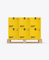 Wooden Pallet With Paper Boxes Mockup