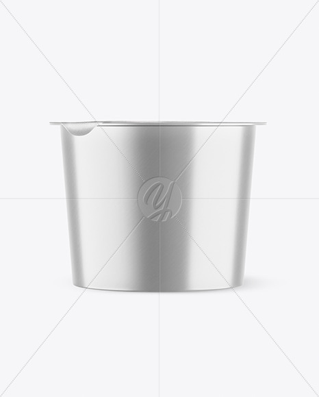 Metallic Yogurt Cup With Foil Lid Mockup - Front View