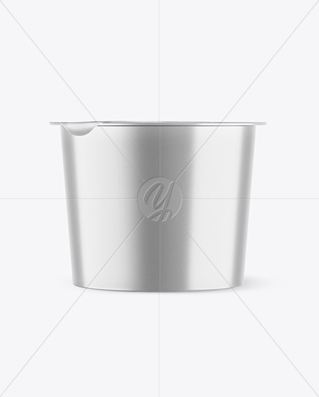 Metallic Yogurt Cup With Foil Lid Mockup - Front View