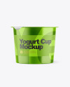 Metallic Yogurt Cup With Foil Lid Mockup - Front View