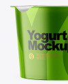 Metallic Yogurt Cup With Foil Lid Mockup - Front View