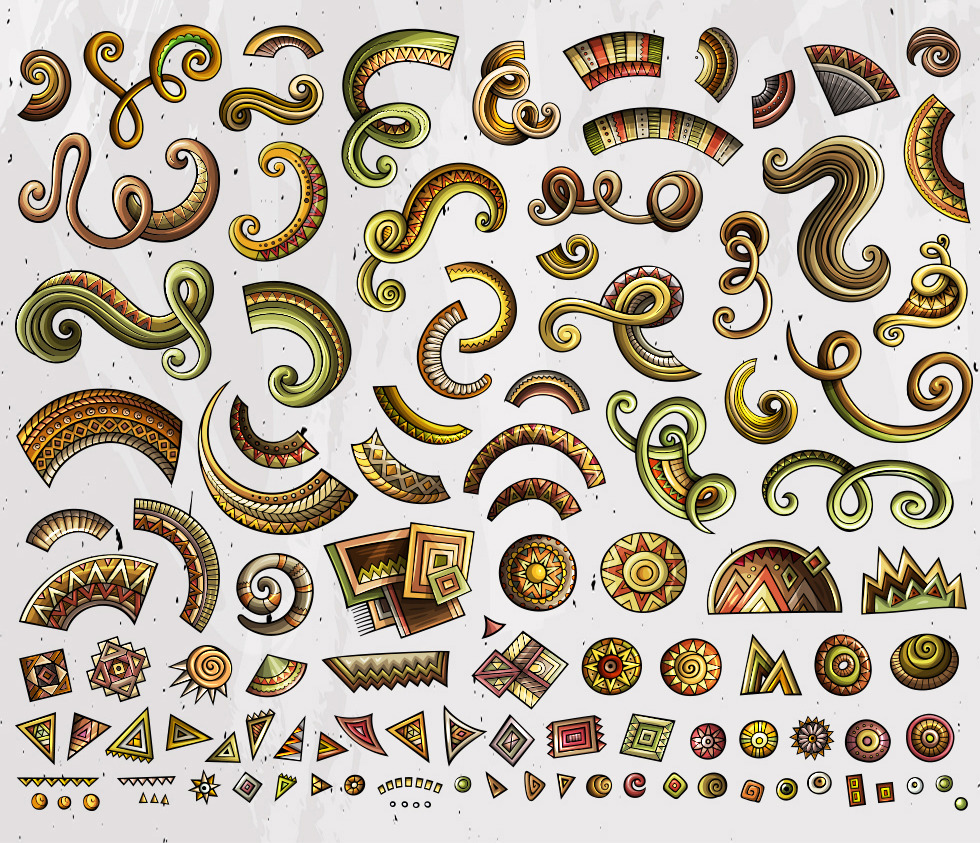 Native American Cartoon Vector Objects Set Native American Cartoon Vector Objects Set