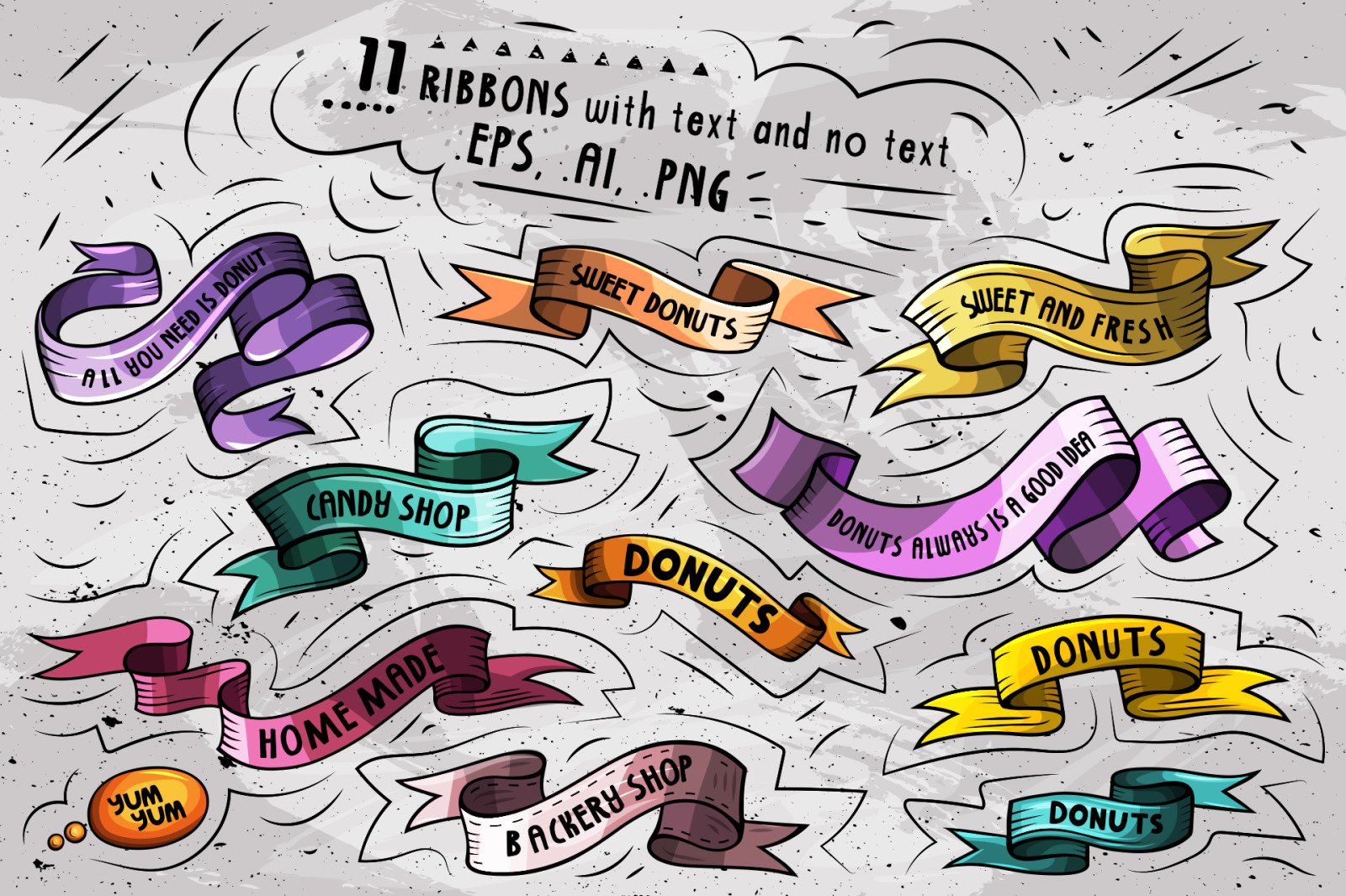 Donuts Cartoon Vector Objects Set Donuts Cartoon Vector Objects Set