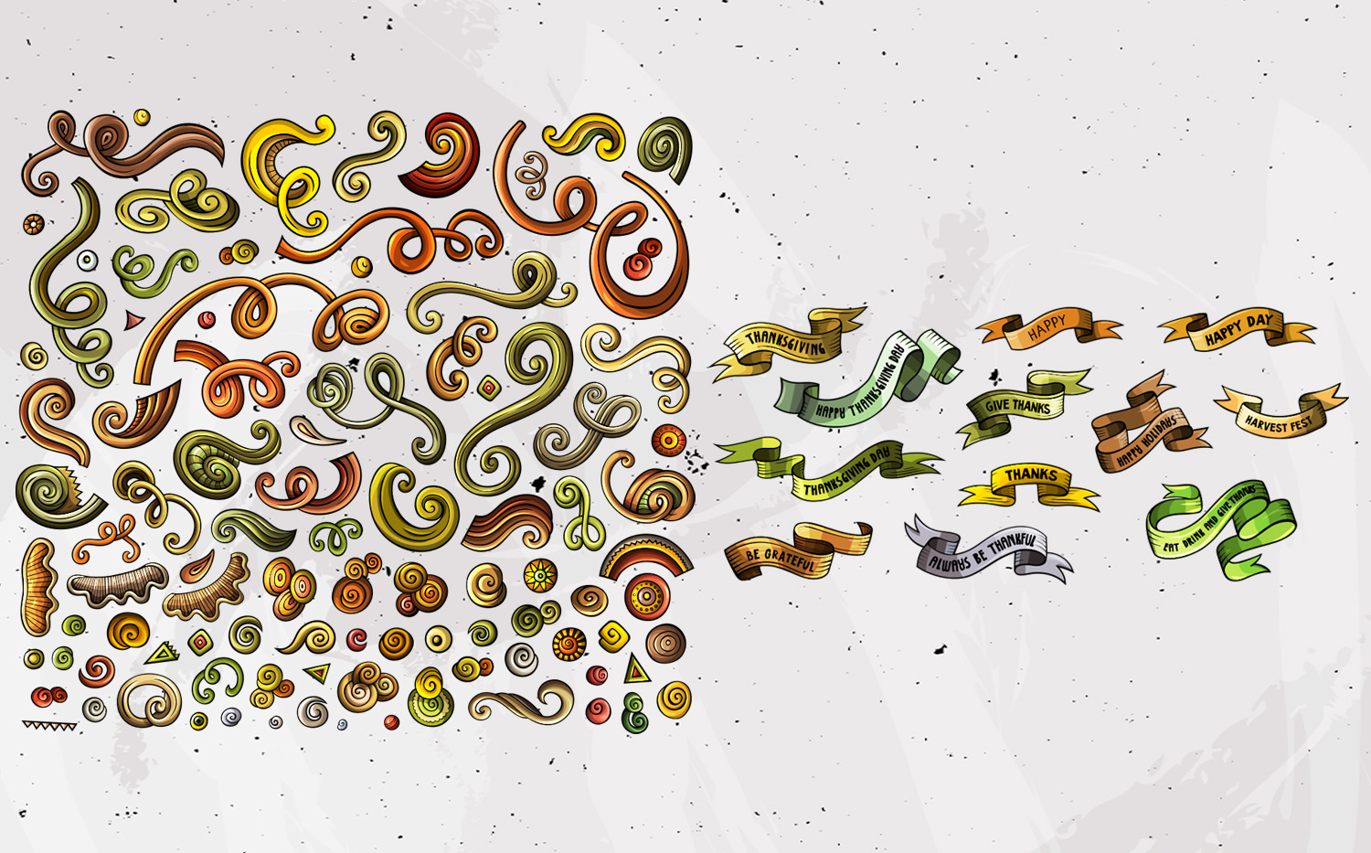 Thanksgiving Cartoon Vector Objects Set Thanksgiving Cartoon Vector Objects Set