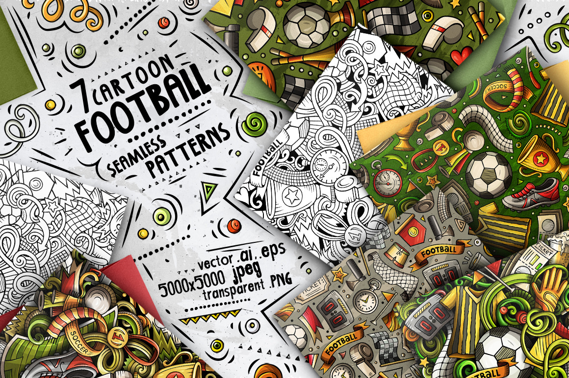 Football Cartoon Seamless Patterns