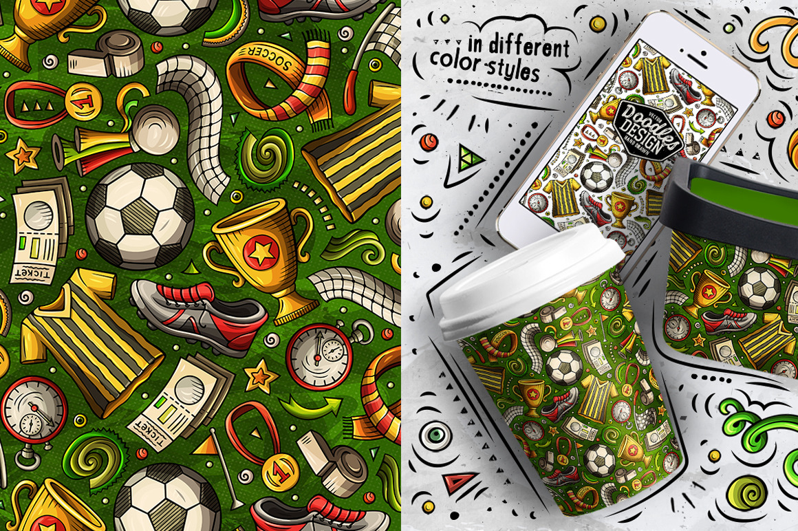 Football Cartoon Seamless Patterns