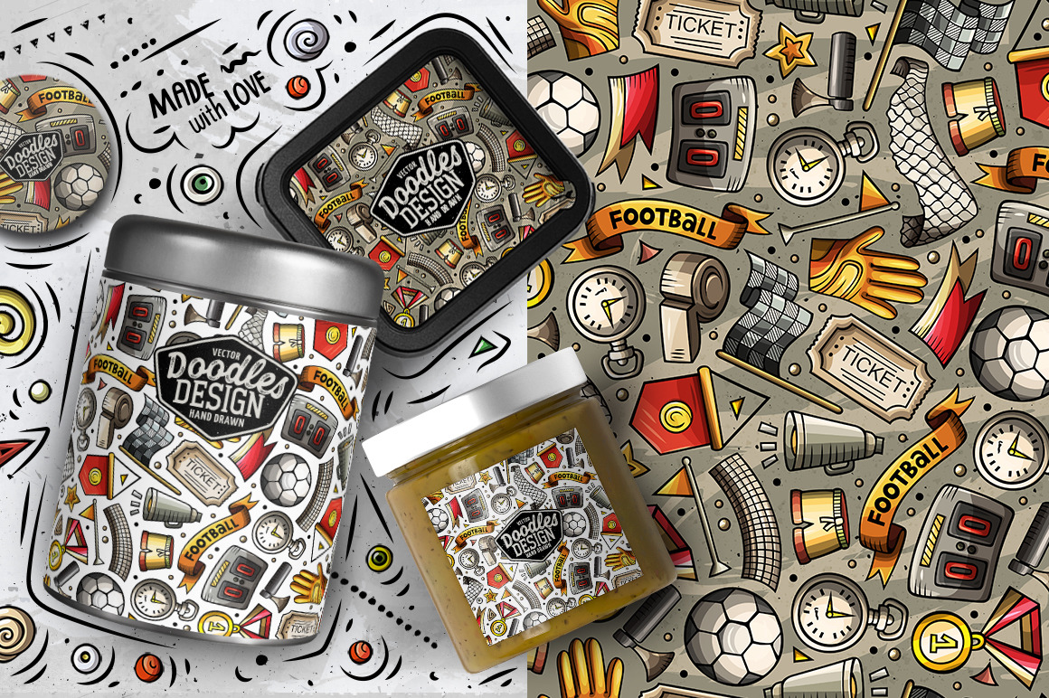 Football Cartoon Seamless Patterns