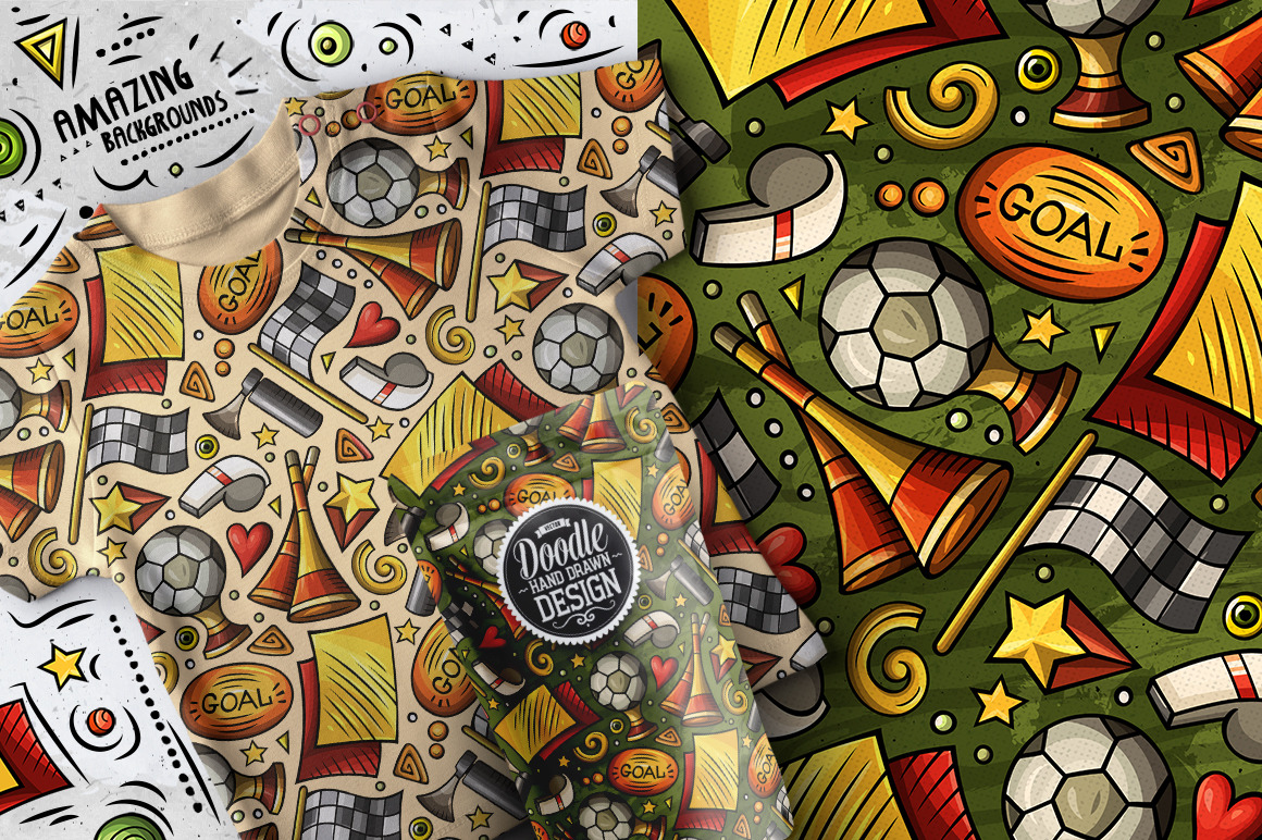 Football Cartoon Seamless Patterns
