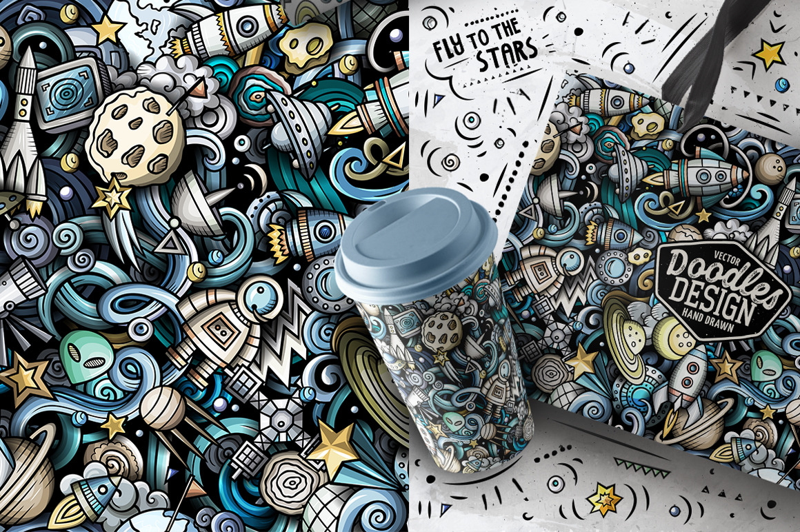 Space Cartoon Seamless Patterns Space Cartoon Seamless Patterns