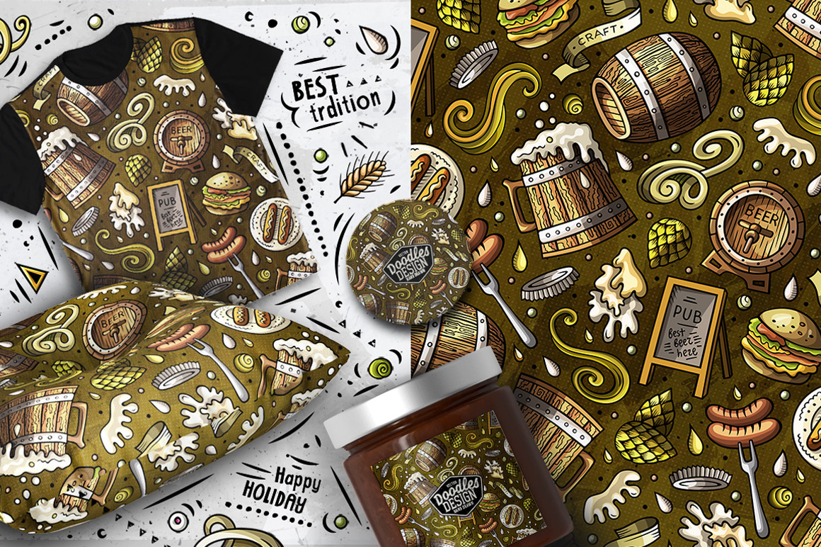 Oktoberfest Cartoon Seamless Patterns Oktoberfest Cartoon Seamless Patterns