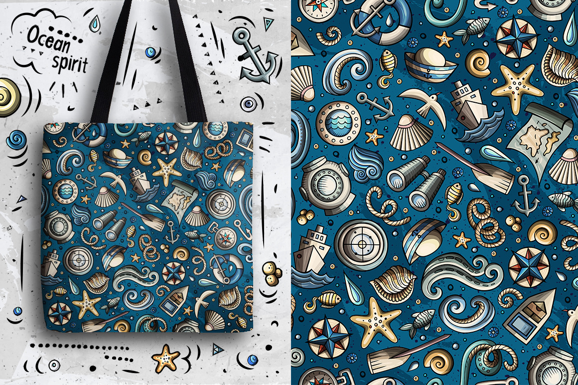 Nautical Cartoon Seamless Patterns Nautical Cartoon Seamless Patterns