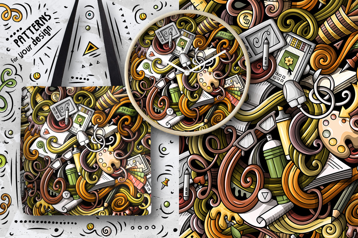 Design and Art Cartoon Seamless Patterns